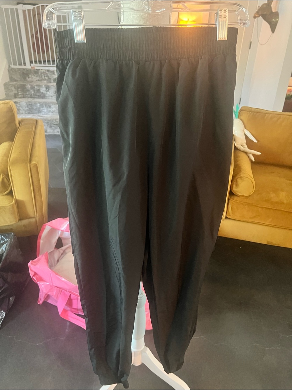 Double Zero Black Elastic-Waist Jogger Pants